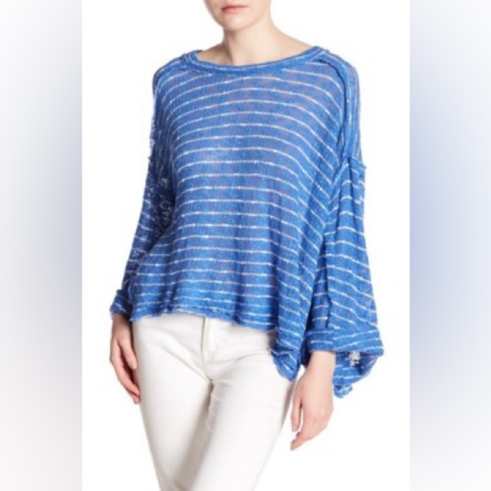 We The Free Blue and White Striped Top